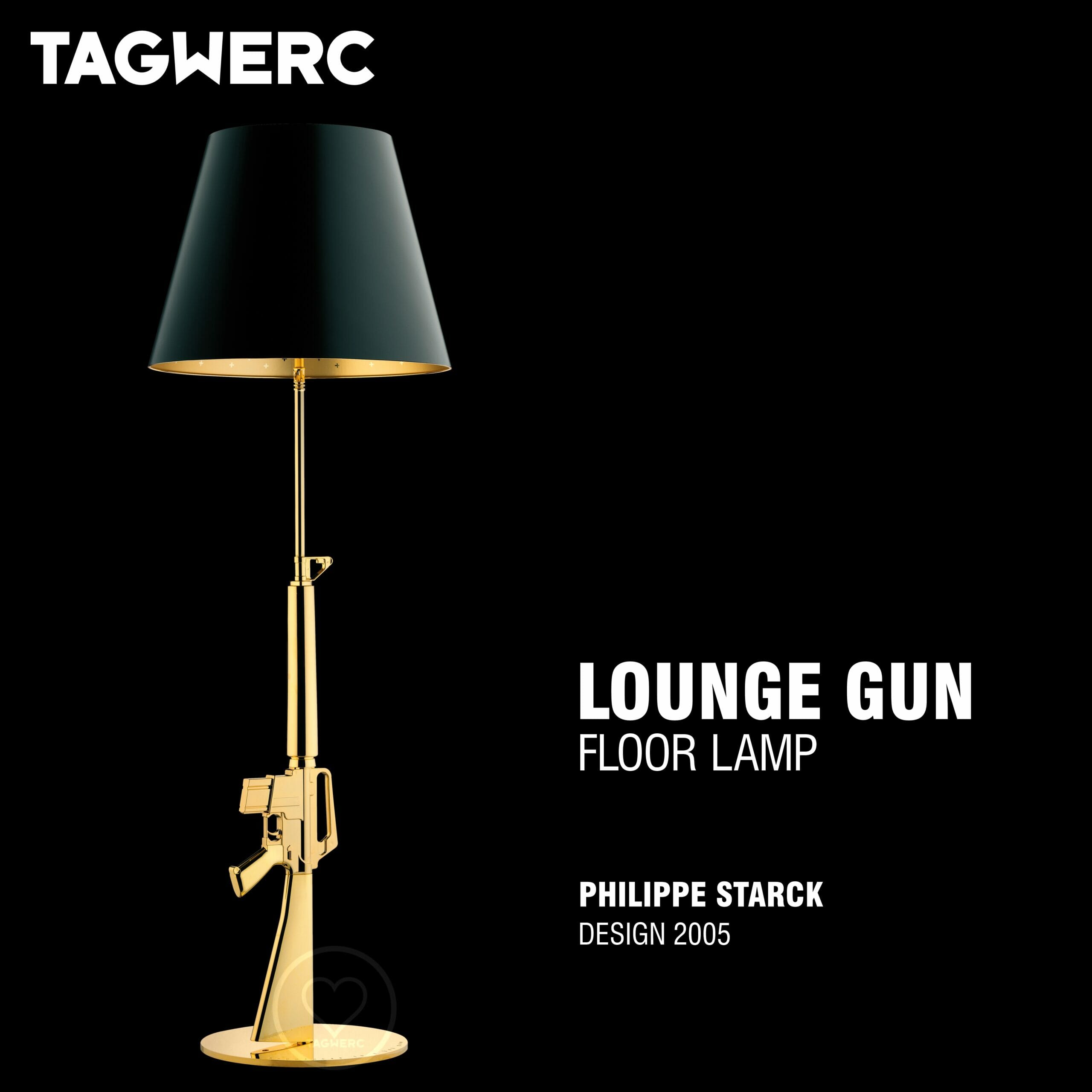 Far Overskrift ros Flos Lounge Gun Floor lamp 18 carat gold plated - Philippe Starck